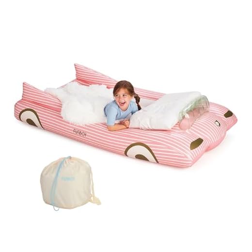 FUNBOY Kids Pink Inflatable Travel Bed & Mattress. Perfect for Sleepovers. Includes Carrying Case Storage Bag, Twin