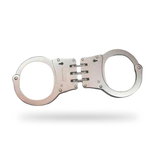 Menottes de Police Réelles avec Double Verrouillage - Ouverture avec clé - en Acier K-70 - Ouverture Minimale 50 mm Maximum 200 mm - Couleur : Gris