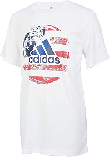 T-shirt de football Adidas blanc taille S pour garçon avec motif ballon