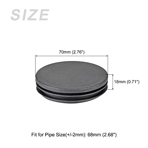 Image of METALLIXITY Round Post End Caps (2.76 inchx0.71 inch) 10pcs, Plastic Tubing End Cap Plug - for Decoration Furniture, Handrail Stair, Black