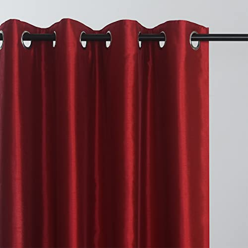 Image of GYROHOME Christmas Decoration Indoor Faux Silk Room Darkening Curtains, Fully Lined Solid Color Window Treatment Drapes Thermal Insulated Grommet Top Room Drapes, (2panels,52x84inch, Christmas Red)