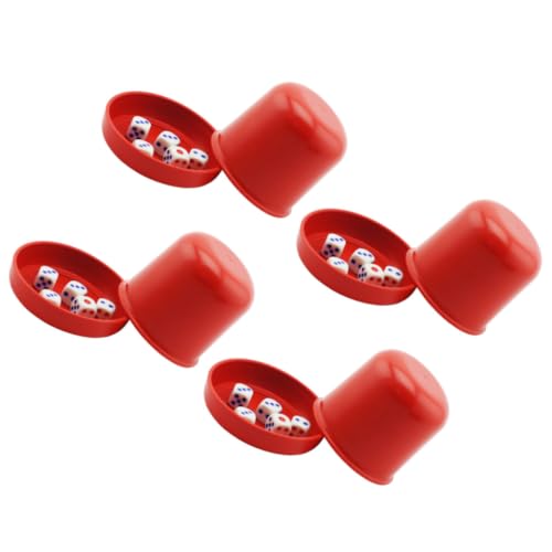 IMIKEYA Vasos para Dados de Bar Rojos, Diseño Grueso con Base y Tapa Transparente, Resistentes a Golpes y Antitrampas, Juego Divertido para Fiestas y Reuniones Sociales