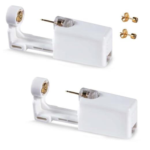KISEER 2 Pcs Disposable Self Ear Piercing Gun Safety Ear Nose Piercing Kit Tool With Earring Stud (Gold)