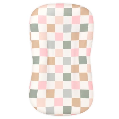 Image of DILIMI Baby Lounger Cover for Boys and Girls, Removable Cover Ultra Soft Comfortable Lounger Slipcover, Colorful Checkerboard (Lounger not Included)