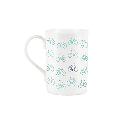 Purely Home Bicycle Mug - Simple Blue Bikes Bone China White Cup Coffee/Tea Present Gift for Cyclists, Blue,white - Image 2