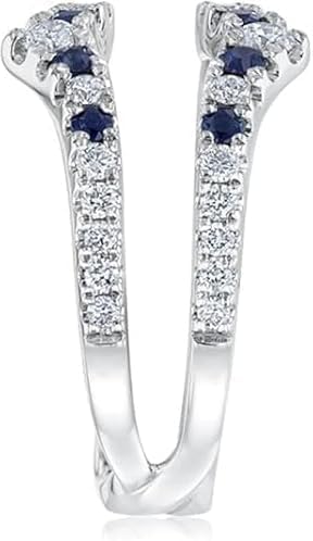 Shankar Jewels 2Ct Round Cut Lab Created Diamond Prong Set Woman's Enhancer Guard Wedding Ring, 14K White Gold Plated 925 Sterling Silver