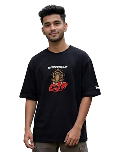Image of GRECIILOOKS Oversized T Shirt for Men | Trending Gen-Z Graphic Printed Tshirt for man | Drop Shoulder Oversized Relaxed Fit Street Fashion | Round Neck Baggy T-Shirt`S