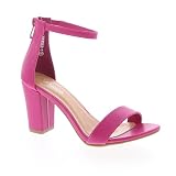 Picture of TOP Moda Hannah-1 Ankle Strap Dressy High Heel Sandal, Non-slip Sole, For Wedding, Party, Prom, Evening Wear, or Any Occasion, Sleek Style Block Heel Sandals, Fuchsia Pu, 9