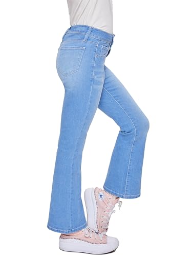 YMI Girls' Basic 1-Button Clean Hem Flare Jean2
