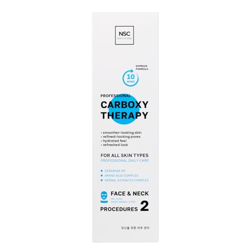 Name Skin Care Korean Carboxy CO2 Therapy Face & Neck Mask Set of 2 - Hydrating Oxygen Carboxytherapy Skincare Sheet Masks - Moisturizing Anti Aging Pore Tightening Brightening Facial Treatment Gel
