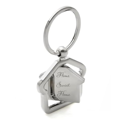 Giftana Llavero Home Sweet Home para hombres y mujeres, llavero giratorio de metal plateado con forma de hogar, llavero de inauguración de la casa, regalo de inauguración de la casa para parejas,