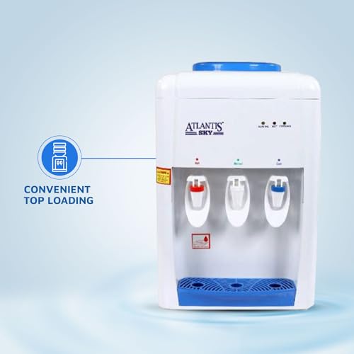 Image of ATLANTIS Sky Table Top Water Dispenser | Smart Glass Push-Pull Taps With Hot, Normal & Cold Water | 1 Year Warranty | 2L Per Hour Cooling Capacity, Multicolor