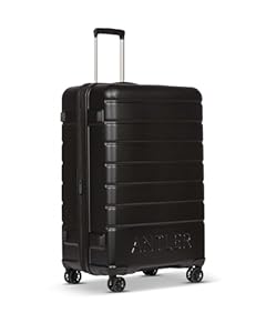 ANTLER - Logo Luggage - Large Suitcase - Hard Shell Suitcase for Travel & Holidays - 81 x 53.7 x 35.5 cm - Black - Lightweight Suitcase with 4 Spinner Wheels & Expander Zip - TSA Approved Locks