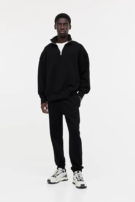 Image of Solid Oversized Halfzipper Long Sleeves Sweatshirt for Men's