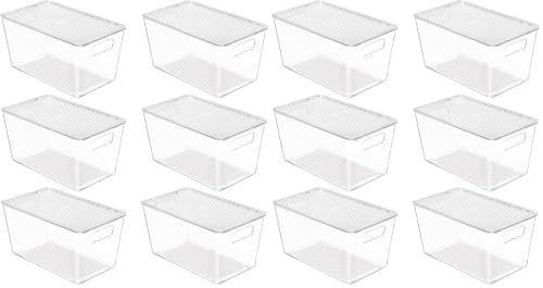 Image of Vtopmart 12 Pack Clear Stackable Storage Bins with Lids, Medium