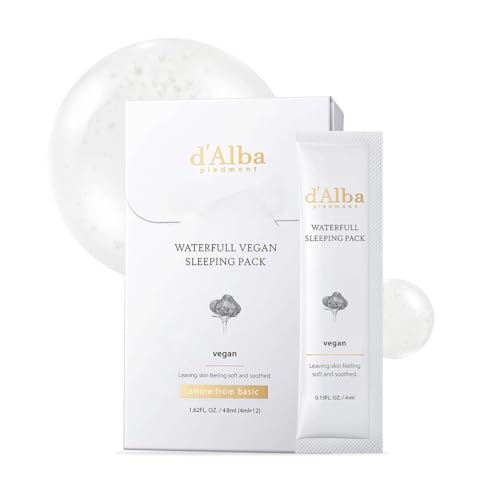 d’alba Piedmont Italian White Truffle Waterfull Vegan Sleeping Pack, Non Wash-off Overnight Face Mask, Portable Gel-type for moisture retention, Safe for sensitive skin, Korean Skin Care