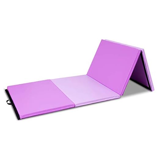 MAT EXPERT 4'x10'x2" Gymnastics Mat Thick Folding For Tumbling Exercise Gym Fitness Mat with Hook & Loop Fasteners (Purple/Pink)