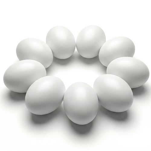 SallyFashion Wooden Fake Eggs for Nesting Boxes 9 PCS White Easter Eggs for Craft Pretend Play Kitchen Accessories for Toddler Kids