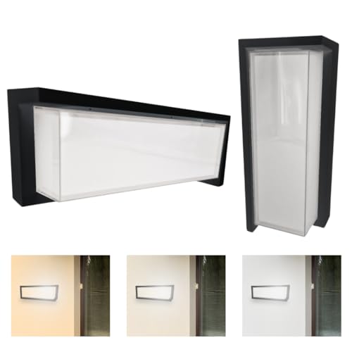 Applique da Esterno Interno Led da Parete 24W Lampade da Muro Plafoniera Moderna Luci Down 2500 Lumen Ip65 Impermeabile Fascio Luce 180° Illuminazione 20 mila ore (3000-4000-6500K, Nero)