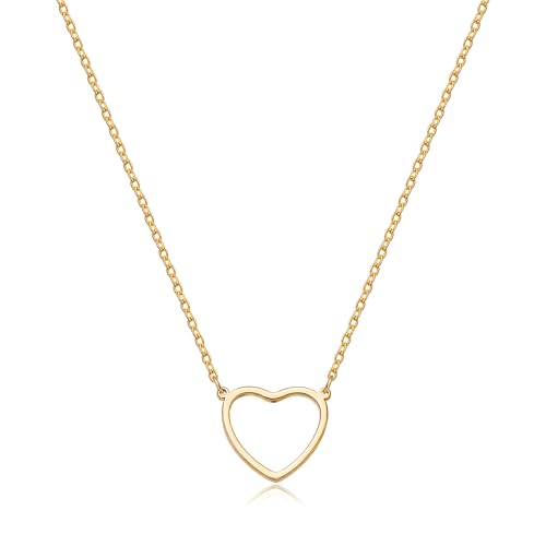 Tewiky Gold Heart Necklace for women, Cute Necklaces for Mother's Day Gifts, 14k Gold Plated Trendy Open Heart Choker Necklace Dainty Necklace Simple Gold Necklace Jewelry for Women Gift