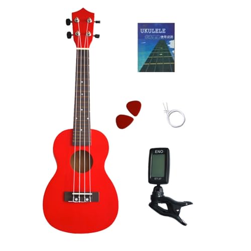 初心者チューナー付き 23 インチ木製ウクレレ 4 弦小型ギター(Chinese red)
