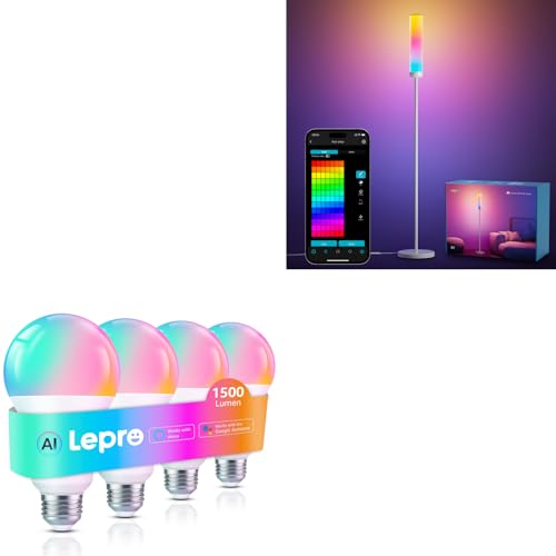 Lepro Bundle - 2 Items : O1 AI Floor Lamps & B3 AI Smart Light Bulbs 4 Pack