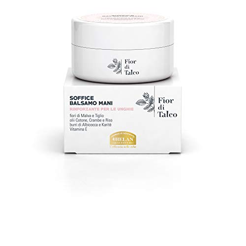 Helan, Fior di Talco, Crema de Manos Secas y Agrietadas y Fortalecedor de Uñas, Emoliente y Perfumada, Acción Protectora contra Agentes Atmosféricos - Crema Manos y Uñas con Manteca de Karite, 50 ml