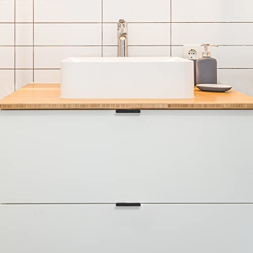Image of 30 Pack Finger Pulls for Cabinets - 50mm /2in Hole Center Black Handles | 76mm /3 inch Overall Length, Edge Pulls, Concealed Tab Kitchen Drawers Pulls, Easy Install, Screws Included, Rust-Resistant