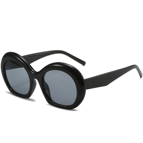 Lunettes de soleil monture épaisse design ovale rétro et verres teintés noir gris