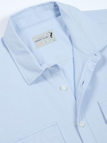 Image of Thomas Scott Men's | Solid | Half Sleeve | Regular Fit | Cotton Blend | Double Flap Pocket | Spread Collar | Casual Shirt