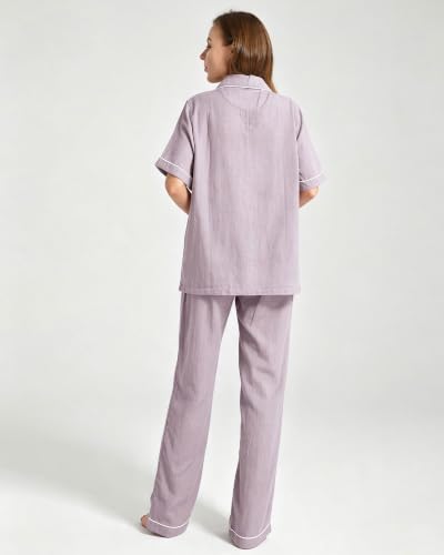 Image of Womens Muslin Pajama Set 100% Cotton Double Gauze Linen Like
