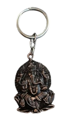Porte-clés Lord Shree Ganesh métal bronze marron medium pour sac et voiture