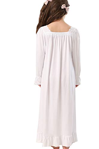 Twtility Girls' Princess Lace Nightgown Long Sleeve Cotton Sleepwear Dress 3-12Years3
