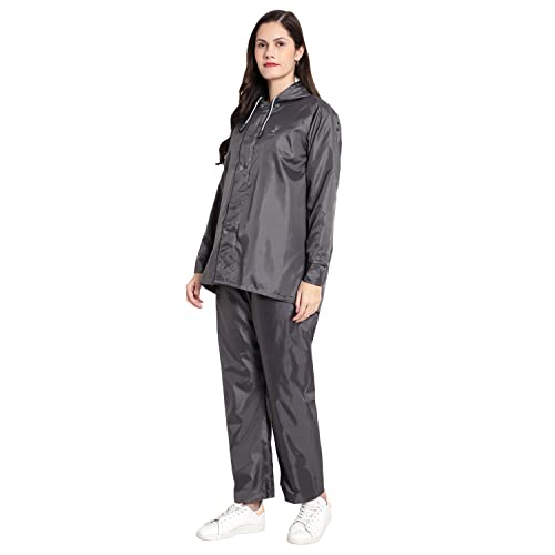 Image of Zacharias Women's Waterproof Reversible Double Layer Solid Raincoat with Pant (RG-2) (Black)