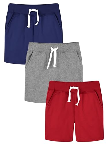 Image of Resinta 3 Packs Toddler Boy Shorts Baby Boy Cotton Shorts Soft Casual Elastic Waist with Drawstring Clothes for Summer
