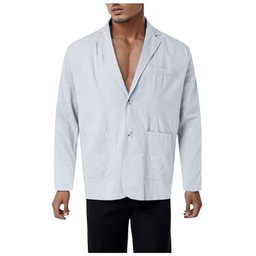 Linen Blazer Men Lightweight Casual Suit Jackets Slim Fit Business Sport Coat Loose Lapel Collar Button Down Suit2