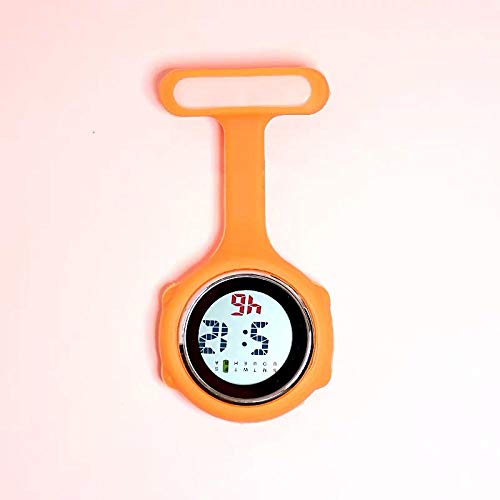 Preisvergleich Produktbild flqwe Medizinische Taschenuhren mit Clip,Multifunktionale elektronische Silikon-Krankenschwesteruhr, Digitalanzeige Brustuhr-Orange,Schwesternuhren für Doktor Krankenschwester