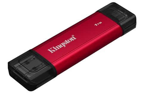 SSD portátil Kingston 1TB con doble conector USB-A y USB-C para transferencia rápida de datos 4