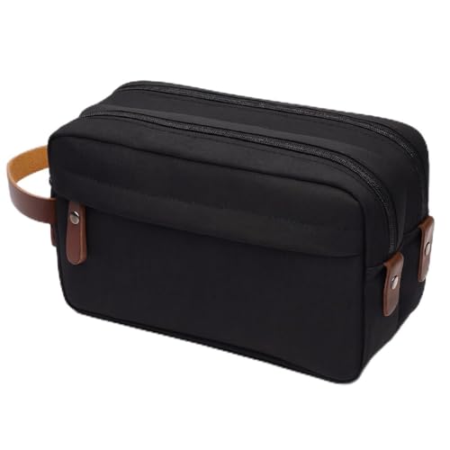Necessaire Unissex Masculina Bolsa Para Viagem Trabalho Organizador Impermeável 2 Compartimentos Grande 2 Bolsos Organizadores (Preta)