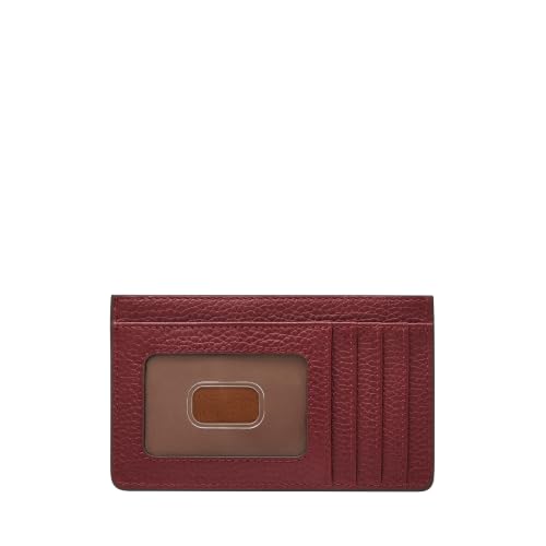 Image of Fossil Women's Logan RFID-Blocking Leather Zip Around Card Case Wallet with Keychain