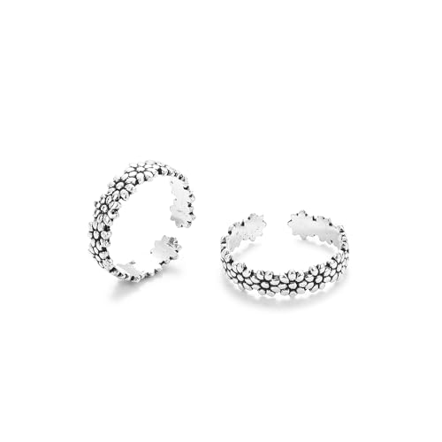 Image of DHRUVS COLLECTION 925 Oxidized Silver Glossy Finished Toe Ring for Girls & Women - 3.8 Grams