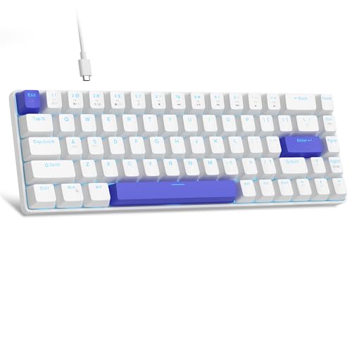 Image of MageGee Portable 60% Mechanical Gaming Keyboard, RGB Backlit Compact 68 Keys Wired Mini Keyboard for Laptop PC Mac, Hot Swappable, Blue Whale Switch - White