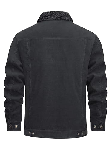MAGNIVIT Men's Corduroy Fleece Cargo Jacket Winter Snap Button Lapel Sherpa Lined Trucker Cowboy Coat with 5 Pockets2