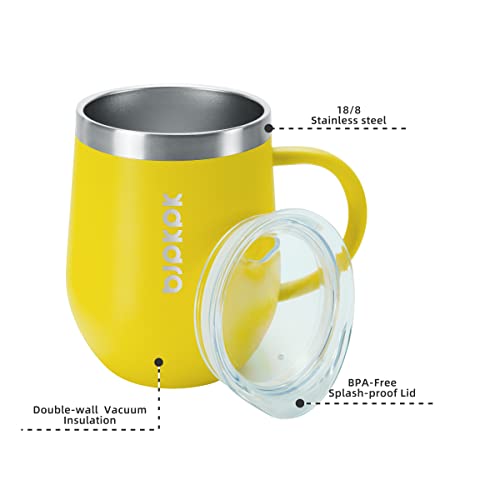 Image of BJPKPK 2PCS Insulated Coffee Mug with Lid, 12oz Stainless Steel Tumbler | Travel Coffee Mug with Handle, Vacuum Insulated Tumbler Cup for Camping, Office, Home, BPA Free Lid, Hot & Cold