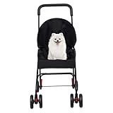 balurukt Pet Stroller with 4 Wheels for Small/Medium Pets | Foldable Dog Cat Cage Jogger Stroller with Weather Cover for All-Season Sun Cover | Breathable and Visible Mesh for Small/Medium Pets Grey