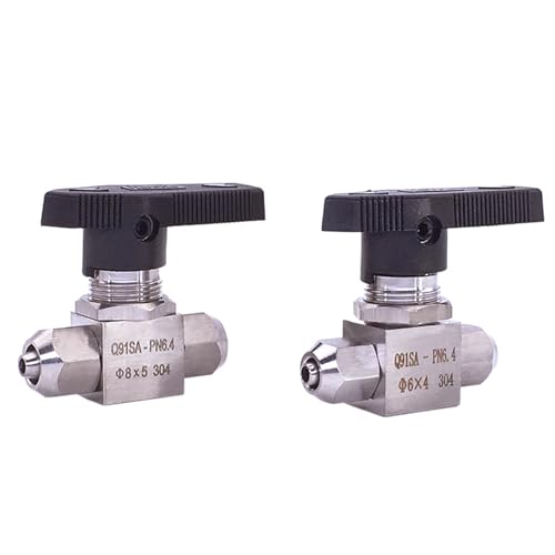 EXBWXNIL Schnellschraub-Kugelhahn aus Edelstahl 304, 4 mm, 6 mm, 8 mm, 10 mm, 12 mm, PU-Schlauchplattenventil, Schaltventil(8mm OD Tube)