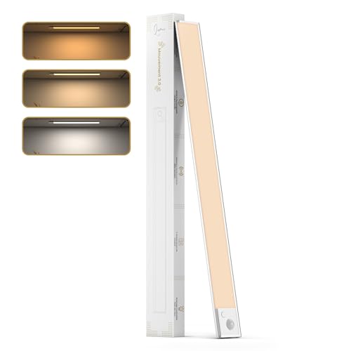 Lumic Mouvement 3.0 - Marque Française - Réglette LED Sans Fil à Détecteur de Mouvement - Rechargeable par USB - 3 Couleurs D'Éclairage - Batterie Longue Durée (23cm, 1, Lot)