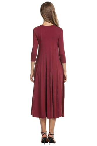 Image of HOTOUCH Women's 3 /4 Sleeve A-line and Flare Midi Long Dress