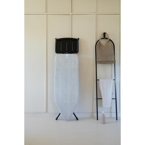 Image of Brabantia XL Comfort Ironing Board with Solid Steam Generator Rest | Large (Size C) | Fairtrade Denim Gray Cover | Adjustable Height (27-38 inch), XL Rest, Easy Fold, Anti-Collapse Lock, Non-Slip Feet