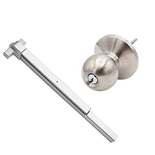 Door Push Bar Panic Bar Exit Device for Emergency - Grade 1 Heavy Duty Commercial Panic Bar and Grade 2 Trim Lever Entrance SC4 - Comes with 2 Keys and (1)